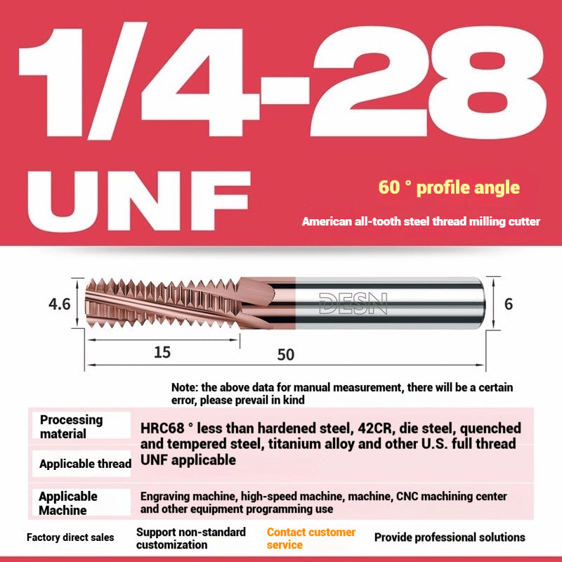 1115-65° high hard tungsten carbide thread milling cutter Long tooth full tooth alloy American thread milling cutter UNC UNF aluminum stainless steel Shandong Denso Pricision Tools Co.,Ltd.